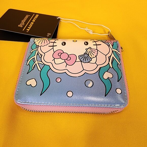 Loungefly Sanrio Hello Kitty Mermaid Metallic Iridescent Blue Zip Wallet NEW - Picture 10 of 13